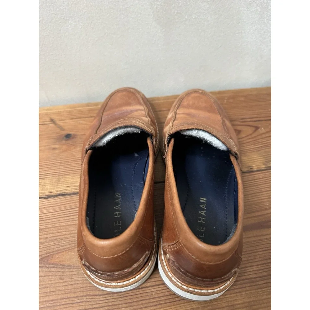 Cole Haan Mens Brown Leather Penny Loafers Size 8 Slip On Classic Dress Shoes